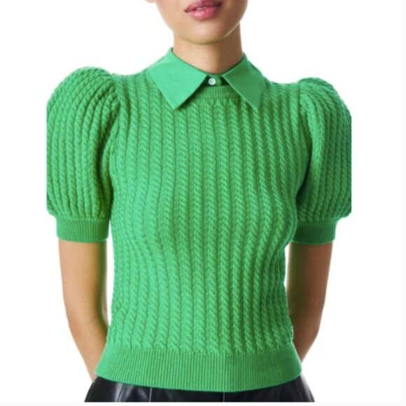 Alice + Olivia Green Puff Sleeve Sweater - Picture 4 of 7